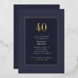 Invitation En Aluminium 40e anniversaire minimal élégant cadre d'or foncé<br><div class="desc">40e Anniversaire minimal Élégant cadre doré gris pourpre foncé Foil Anniversaire Invitation</div>