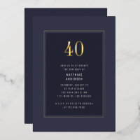 40e anniversaire minimal élégant cadre d'or foncé