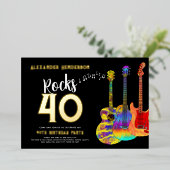 Invitation En Aluminium 40e Anniversaire Musique Rocks 40 Or (Debout devant)