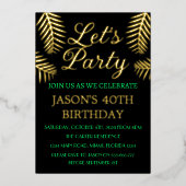 Invitation En Aluminium 40e anniversaire Neon Green Black Gold Foil QR Cod (Recto)