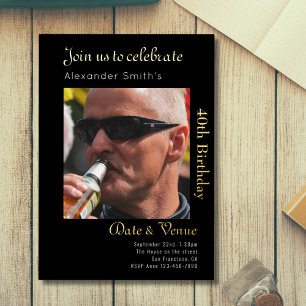 Invitation En Aluminium 40e Anniversaire Noir Or