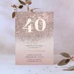 Invitation En Aluminium 40e anniversaire Real Rose Gold<br><div class="desc">Vous aimerez ce design aux teintes rose pâle et aux détails d'or rose complexes et arrière - plan de parties scintillant faux. Le grand texte calligraphique brille dans une véritable feuille d'or rose, ajoutant une touche de luxe. Customisez avec vos propres détails pour créer une invitation vraiment unique qui reflète...</div>
