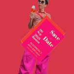 Invitation En Aluminium 40E Anniversaire Rose Orange Or Enregistrer La Dat<br><div class="desc">Une simple invitation d'anniversaire rose vif,  orange et or "Save the Date". Modifiez facilement les informations pour vous-même. L'âge peut être n'importe quel âge et pas seulement 40ème. Lumineux et modernes.</div>