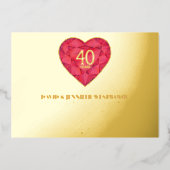 Invitation En Aluminium 40ème anniversaire de la Mariage de rubis (Recto)