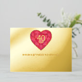 Invitation En Aluminium 40ème anniversaire de la Mariage de rubis (Debout devant)