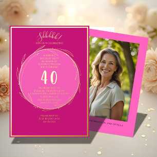 Invitation En Aluminium 40ème photo personnalisée minimaliste Anniversaire