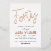 Invitation En Aluminium 40ème Script Word Anniversaire (Recto)