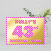 Invitation En Aluminium 43e fête d'anniversaire — Gras, amusant, rose rayu (Debout devant)