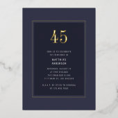 Invitation En Aluminium 45e anniversaire minimal élégant cadre d'or foncé (Recto)