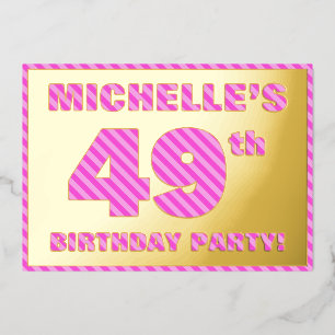 Invitation En Aluminium 49e fête d'anniversaire — Gras, amusant, rose rayu