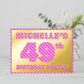 Invitation En Aluminium 49e fête d'anniversaire — Gras, amusant, rose rayu (Debout devant)