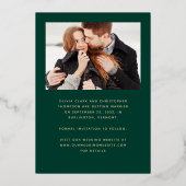 Invitation En Aluminium 4-Photo Arch Emerald Green Gold Enregistrer la dat (Verso)