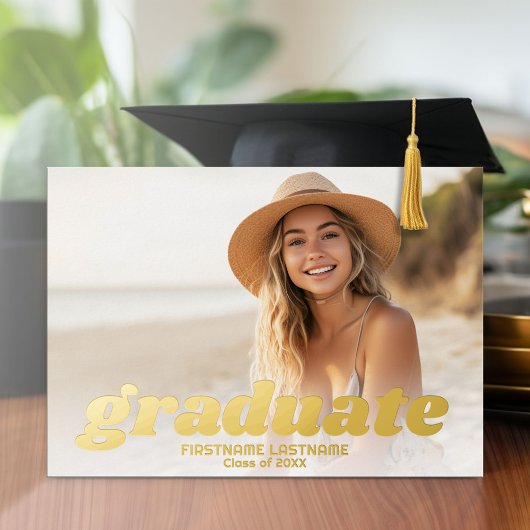 Invitation En Aluminium 4 Photo Graduation Party Modern Script Real