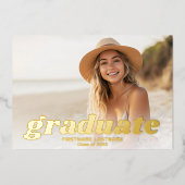 Invitation En Aluminium 4 Photo Graduation Party Modern Script Real (Recto)