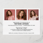 Invitation En Aluminium 4 Photo Graduation Party Modern Script Real (Verso)