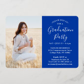 Invitation En Aluminium 4 Photo Graduation Party Royal Bleu Blanc et Or (Verso)