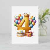 Invitation En Aluminium 4e anniversaire doré (Debout devant)