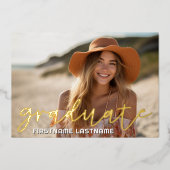 Invitation En Aluminium 4e graduation photo Gold Foil Grad (Recto)