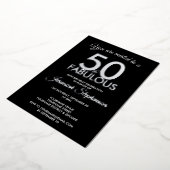 Invitation En Aluminium 50 and Fabulous Modern Black Silver 50th Birthday (Rotation)