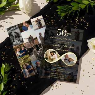 Invitation En Aluminium 50 Ans d'Amour Collage de Photos Anniversaire de M