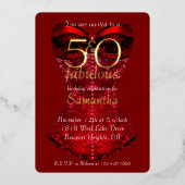 Invitation En Aluminium 50 ans et Fabuleux Anniversaire Corset Rouge (Recto)