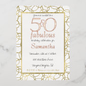 Invitation En Aluminium 50 ans et Fabuleux Fête de cercles dorés blancs Gl (Recto)