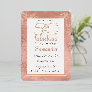 Invitation En Aluminium 50 ans et Fabuleux Rose Gold Lace Floral Anniversa