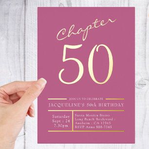 Invitation En Aluminium 50 ans Fête d'anniversaire Rose Or