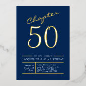 Invitation En Aluminium 50 Blue 50th Birthday Party Gold (Recto)
