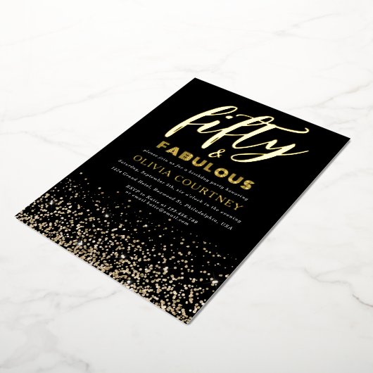 Invitation En Aluminium 50 et fabuleuse Typographie Parties scintillant d' (Rotation)