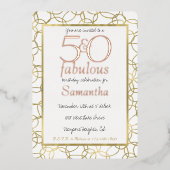 Invitation En Aluminium 50 et fabuleux Glam Gold White Circles Party (Recto)