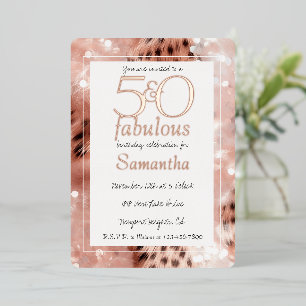 Invitation En Aluminium 50 et Fabulous Blush Rose Gold Leopard Anniversair