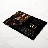 Invitation En Aluminium 50 et Fabulous Photo Black Gold (Rotation)