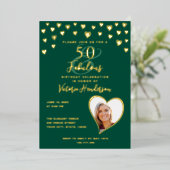 Invitation En Aluminium 50 & Fabuleux Anniversaire Photo Emerald Green & G (Debout devant)