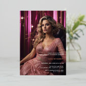 Invitation En Aluminium 50 & Fabuleux Photo Rose Gold Rose (Debout devant)