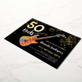 Invitation En Aluminium 50 Rocks 50e anniversaire Parties scintillant d'or (Rotation)