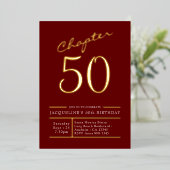 Invitation En Aluminium 50 Rouge 50e Anniversaire Gold (Debout devant)