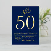 Invitation En Aluminium 50e anniversaire Bonjour 50 Blue Gold (Debout devant)