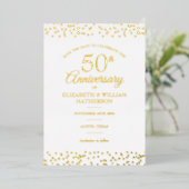 Invitation En Aluminium 50e Anniversaire Coeurs Enregistrer la date Or (Debout devant)