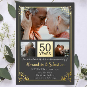Invitation En Aluminium 50e anniversaire de Mariage avec cadre