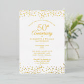 Invitation En Aluminium 50e anniversaire de mariage coeurs confettis or (Debout devant)