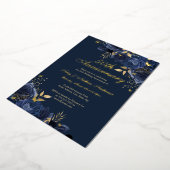Invitation En Aluminium 50e anniversaire de Mariage de la Floral Navy (Rotation)