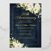 Invitation En Aluminium 50e anniversaire de Mariage de la Gold Navy (Recto)