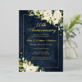 Invitation En Aluminium 50e anniversaire de Mariage de la Gold Navy (Debout devant)