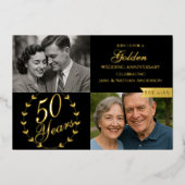 Invitation En Aluminium 50e anniversaire de Mariage d'or Photo (Recto)