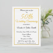 Invitation En Aluminium 50e anniversaire de Mariage d'or simple (Debout devant)