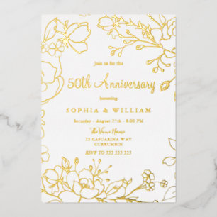 Invitation En Aluminium 50e anniversaire de mariage en or véritable