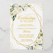 Invitation En Aluminium 50e Anniversaire de Mariage Feuillage Géométrique (Recto)