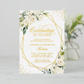 Invitation En Aluminium 50e Anniversaire de Mariage Feuillage Géométrique (Debout devant)