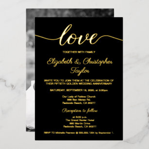 Invitation En Aluminium 50e anniversaire de mariage noir photo personnalis